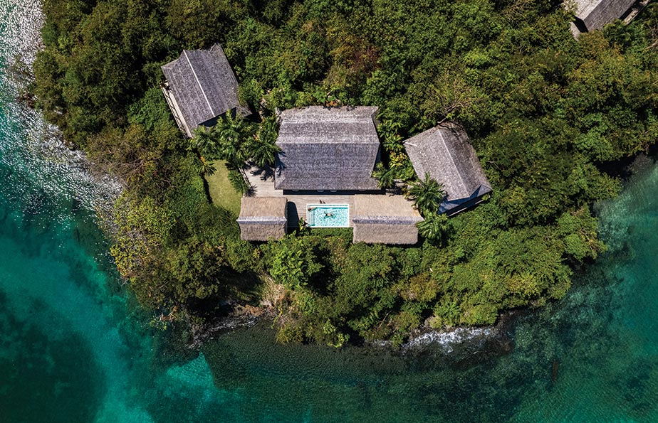 An aerial view of Casita Grande, luxury accommodation for friends and families traveling to Islas Secas resort | Islas Secas