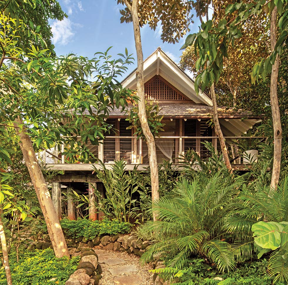 The front facing view from the pathway leading to Casita Sombras, a luxury two bedroom villa at Islas Secas resort | Islas Secas