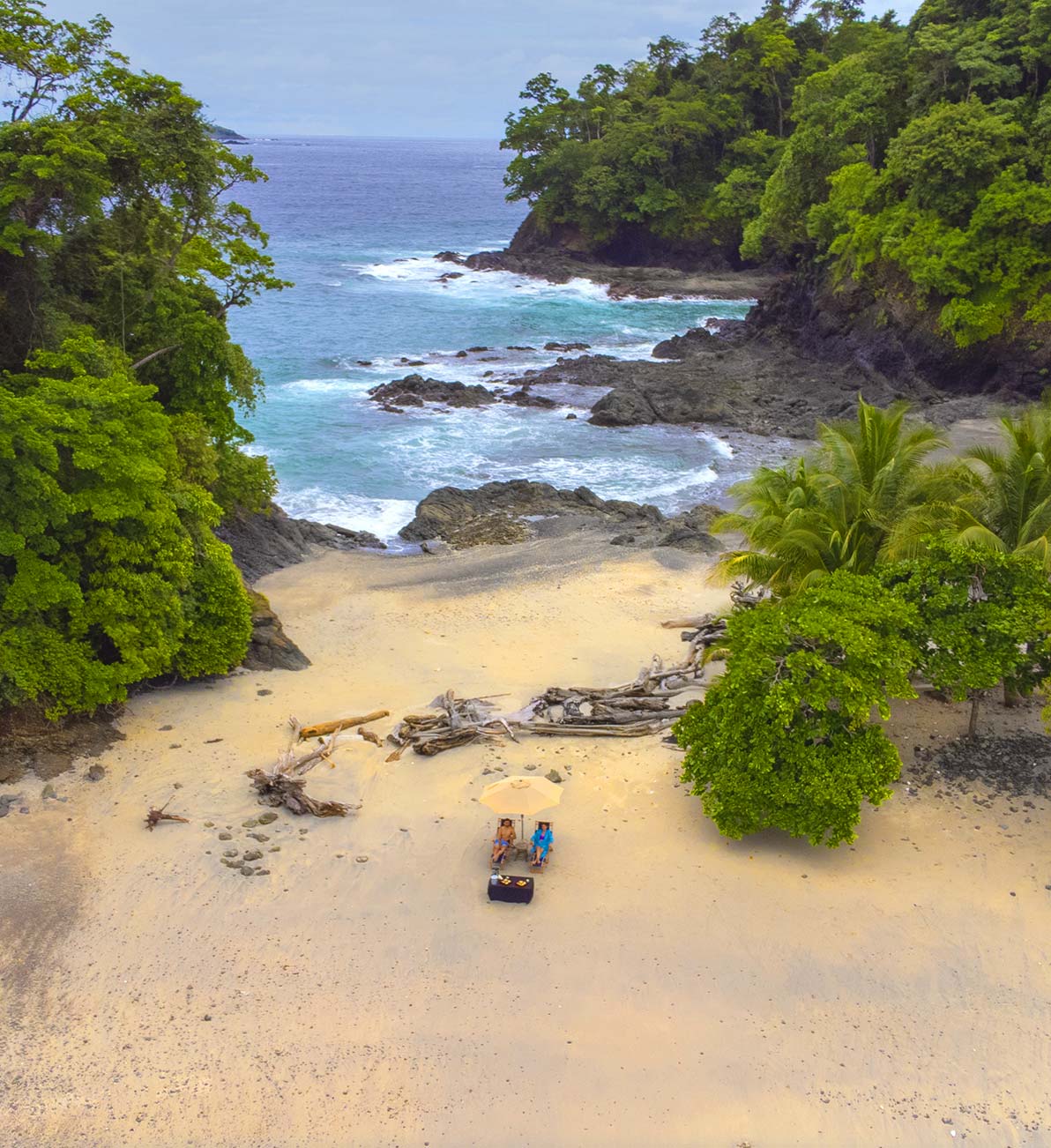 An aerial view of canales beach, one of the numerous beaches for guests to enjoy at the Islas Secas resort Guests ask questions during a Q&A session of a naturalist tour at Isla Secas | Islas Secas