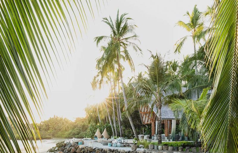 A view down the beach outside the Terraza at Islas Secas resort, with a number of seating options to give guests plenty of space to relax | Islas Secas