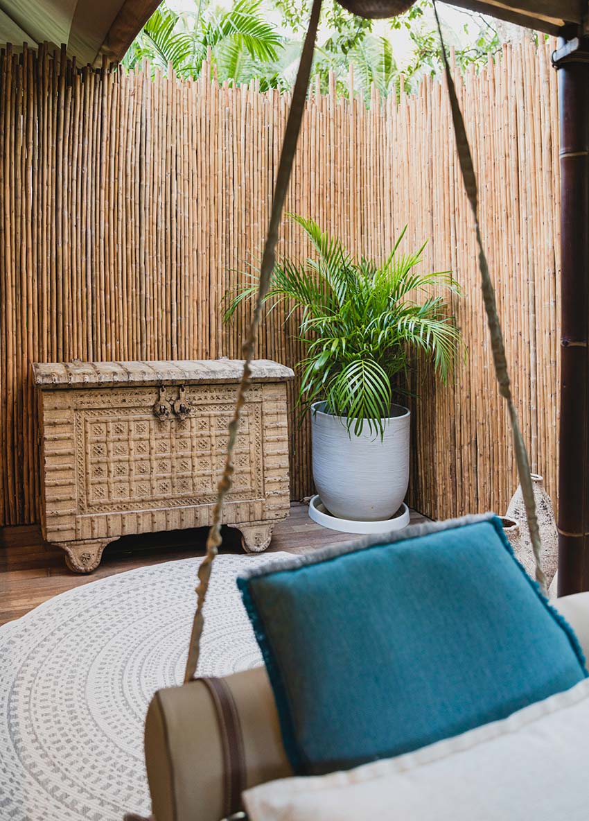 The relaxation room of the spa at Islas Secas resort, with natural furnishings and an open top roof so guests are always in tune with the nature that surrounds them | Islas Secas