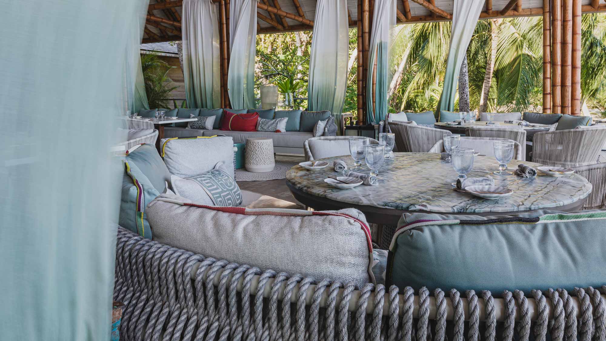 One of the tables at the Terraza, ready and waiting for guests to sample the delicious menu of local ingredients  | Islas Secas
