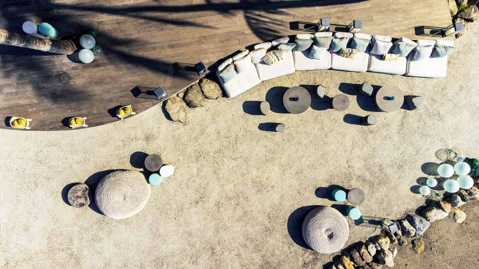 A view from above of the outdoor seating at the Terraza at Islas Secas resort, ensuring guests a comfortable spot from which to watch the spectacular scenery | Islas Secas