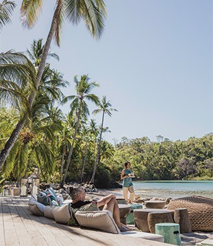 Guests relax outside the Terraza enjoying the spectacular views on offer at Islas Secas resort Coffee beans grow and allow guests a glimpse of the process involved in coffee production at Islas Secas resort | Islas Secas